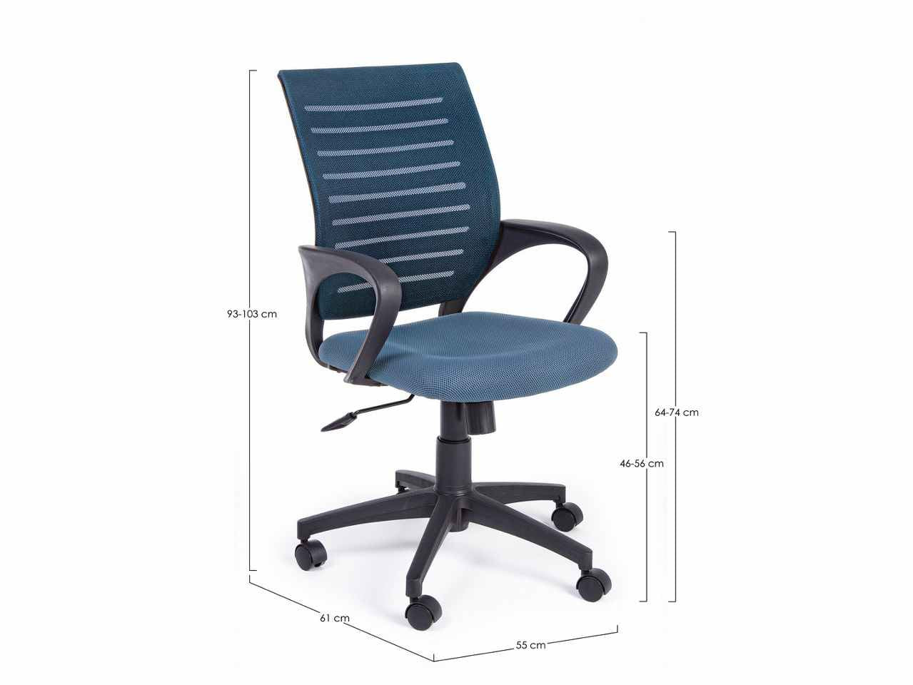Sedia da ufficio con braccioli linea marion colore blu