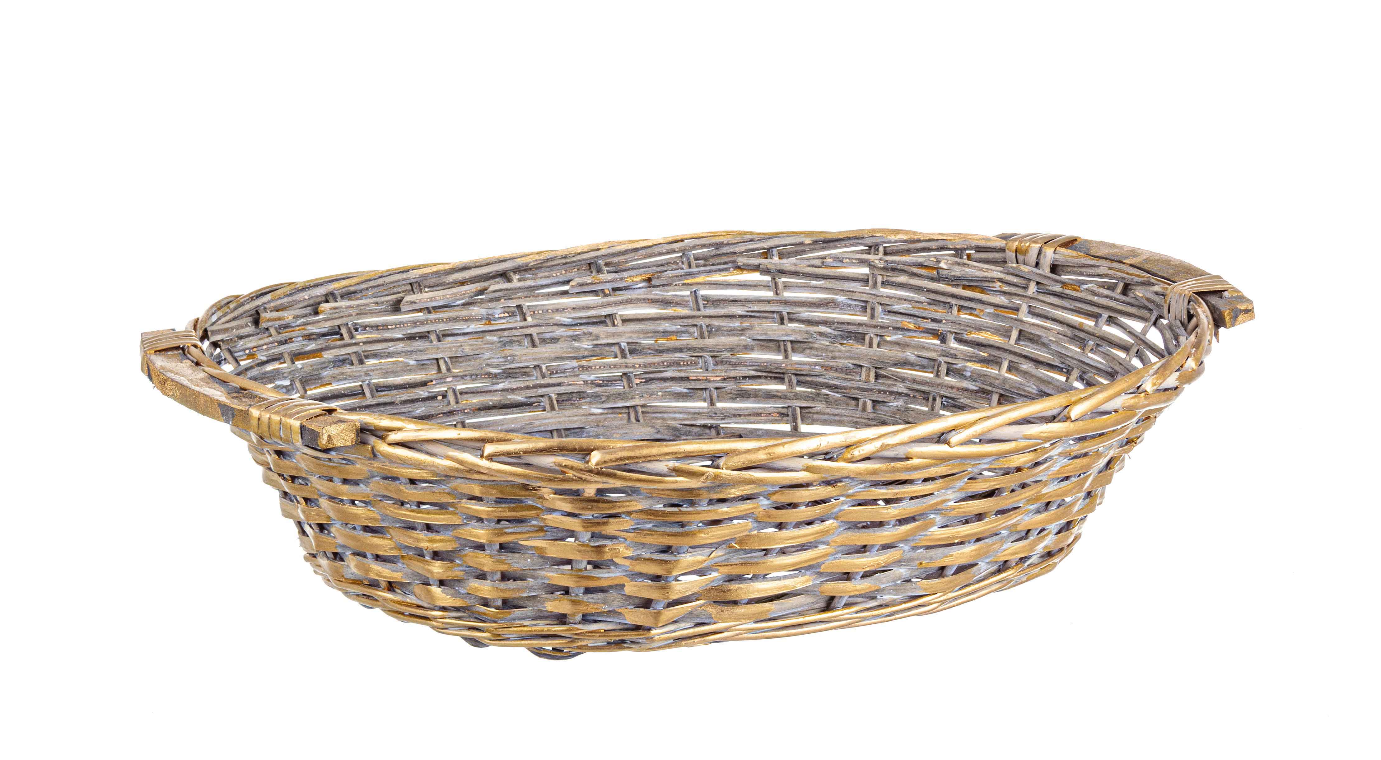 Cesta 2manici ovale grigia-oro 0925292