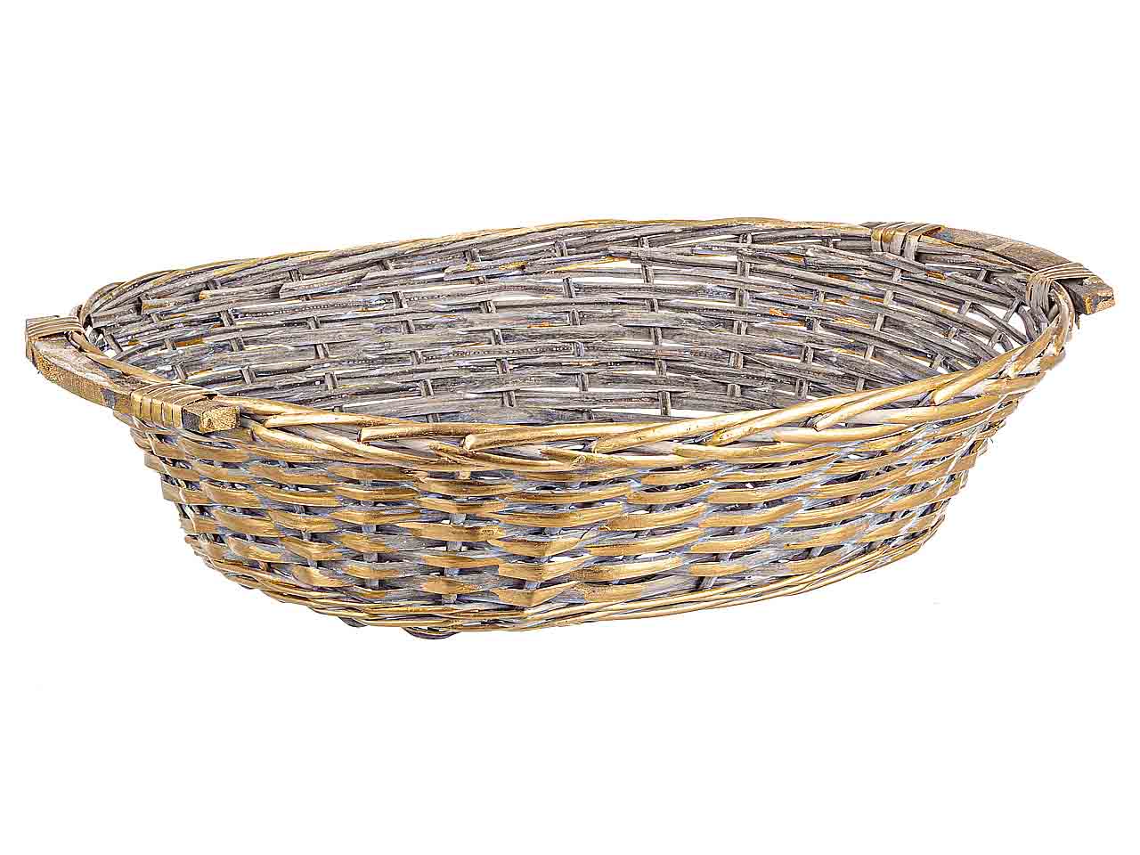 Cesta 2manici ovale grigia-oro 0925292