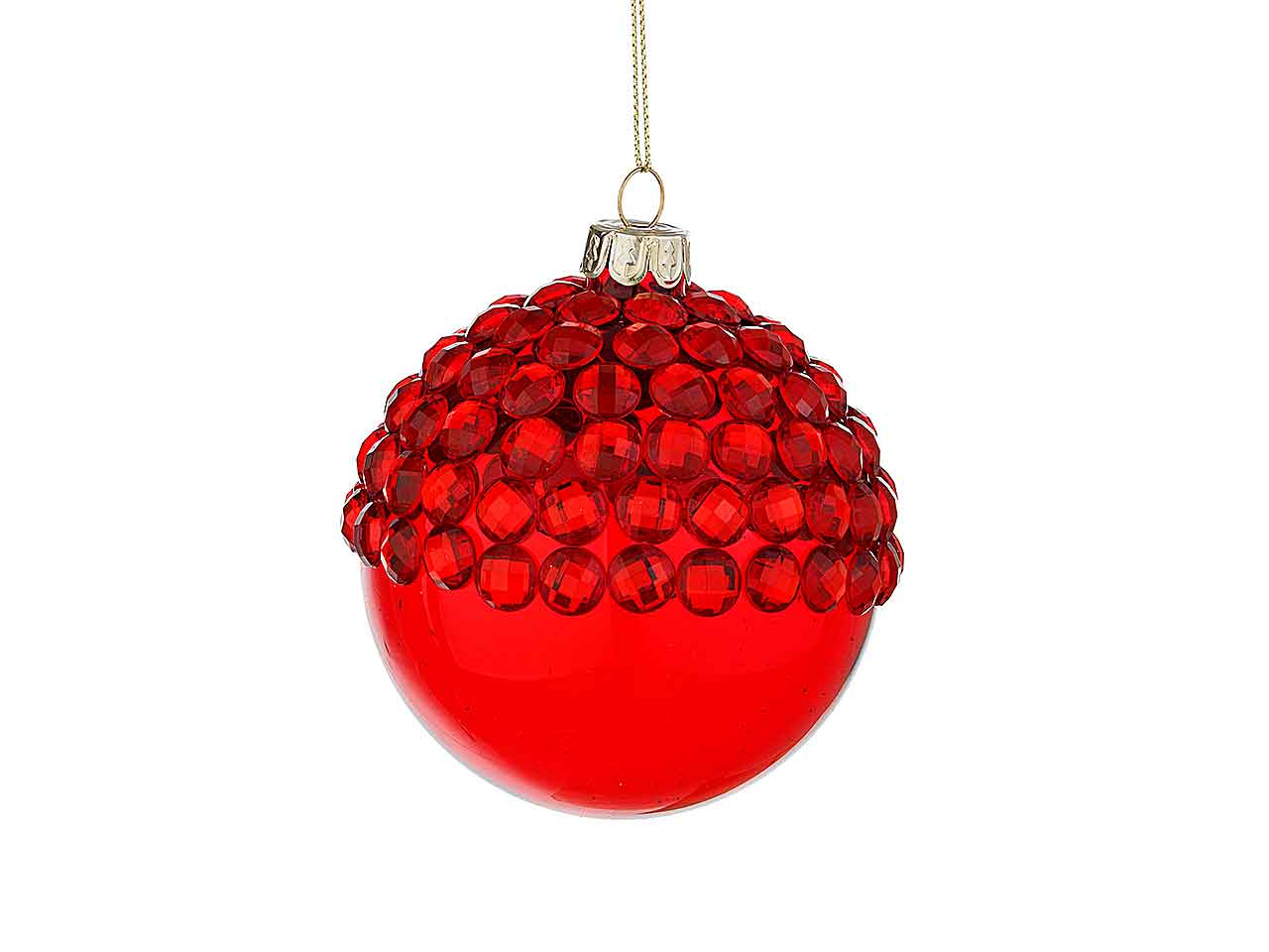 Palline natalizie jewel rosso in vetro diametro 8cm