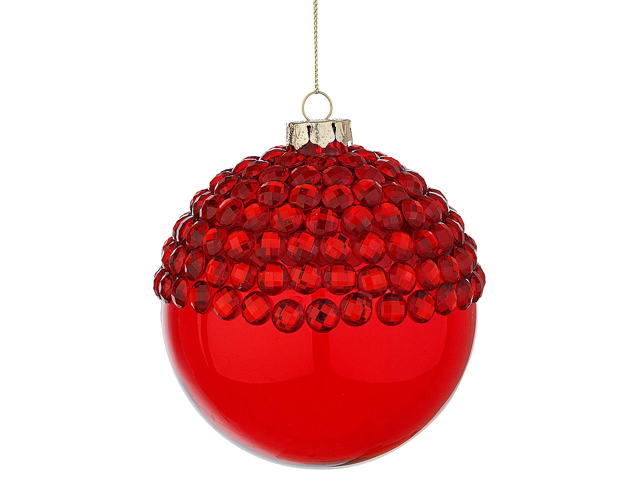 Palline natalizie jewel rosso in vetro diametro 10cm