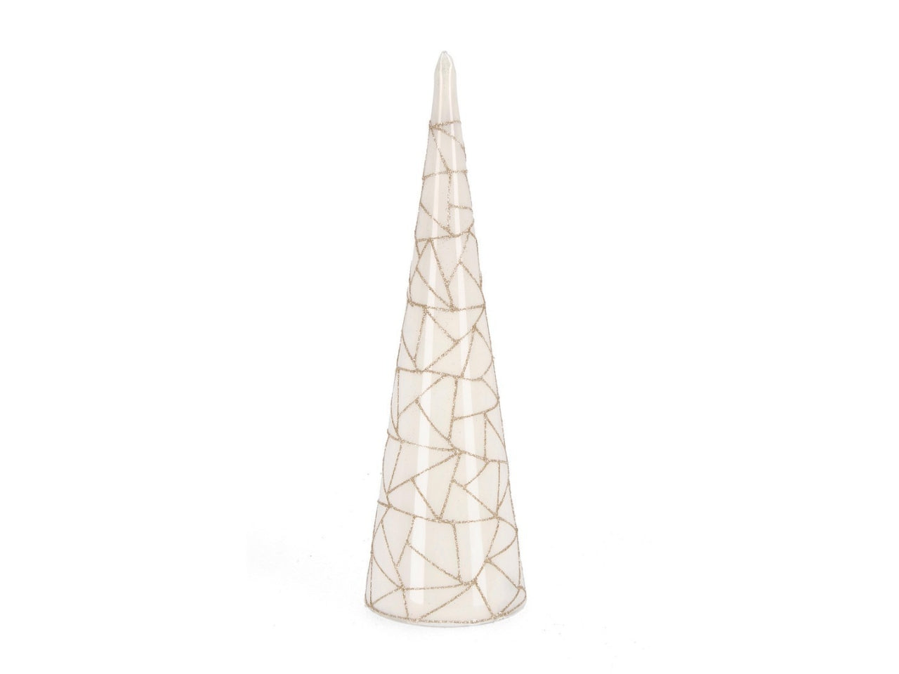 Pino decorativo stilizzato in vetro bianco e dorato 9x30 cm - Bizzotto