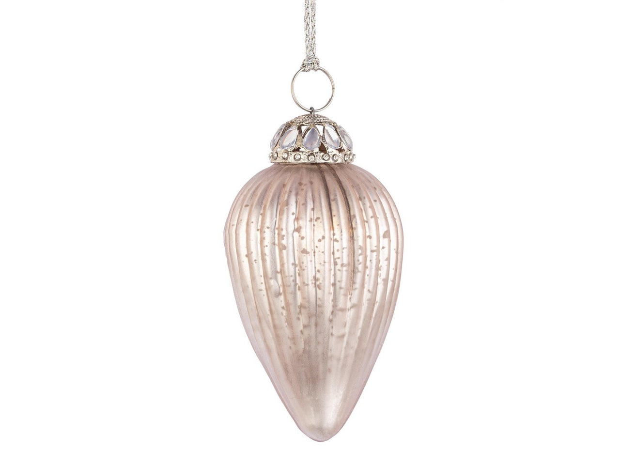Pendente natalizio in vetro satinato champagne 7x12,5 cm - Bizzotto