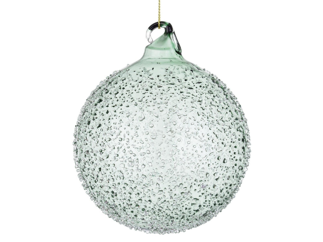 Palla di Natale in vetro trasparente verde effetto frosted 10 cm - Bizzotto