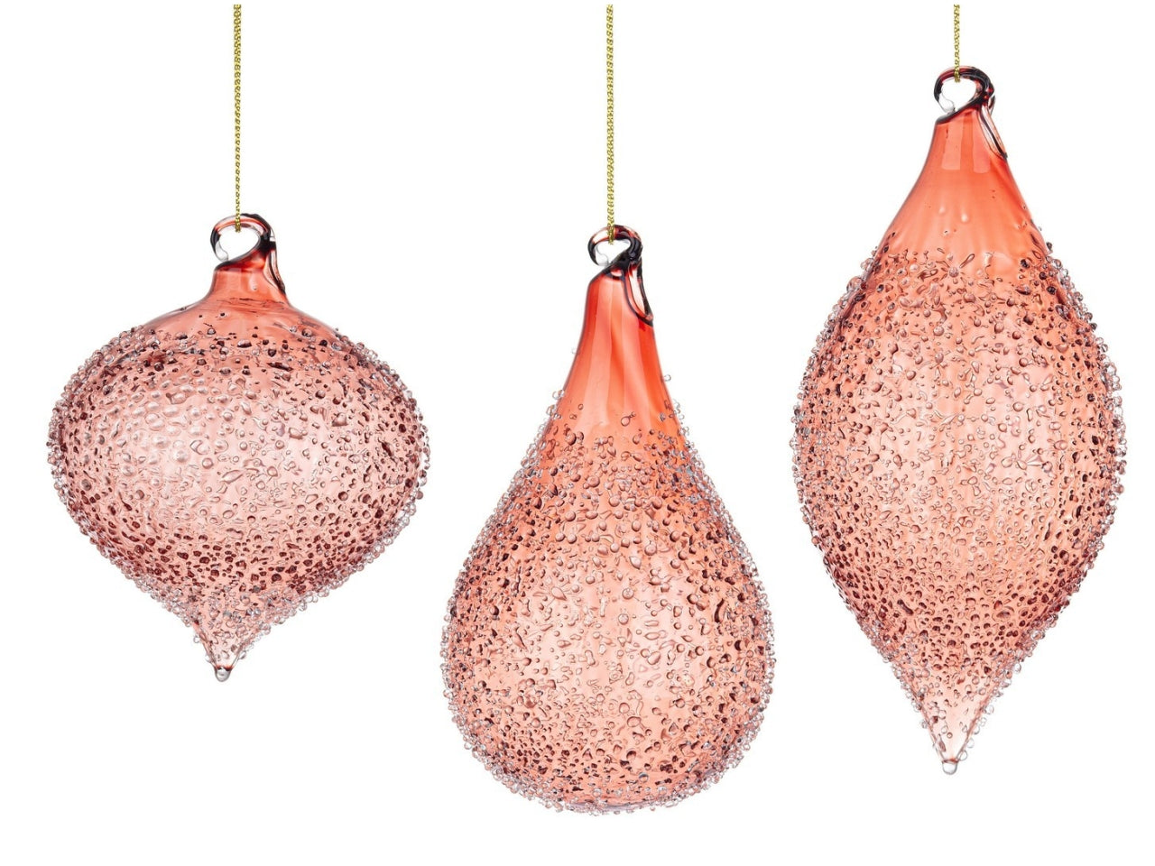 Pendente natalizio in vetro trasparente rosso 3 forme assortite - Bizzotto