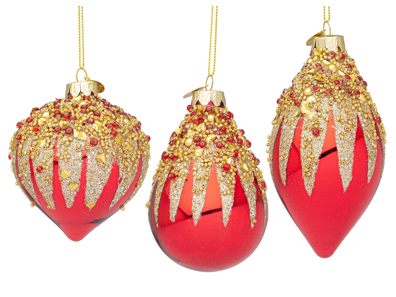 Pendente in vetro firework rosso in 3 assortimenti
