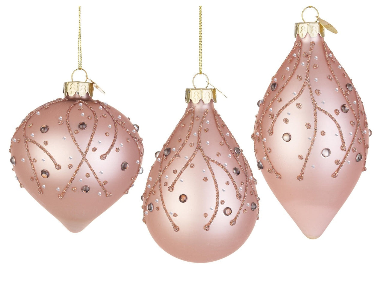 Pendente natalizio in vetro satinato rosa 3 forme assortite - Bizzotto