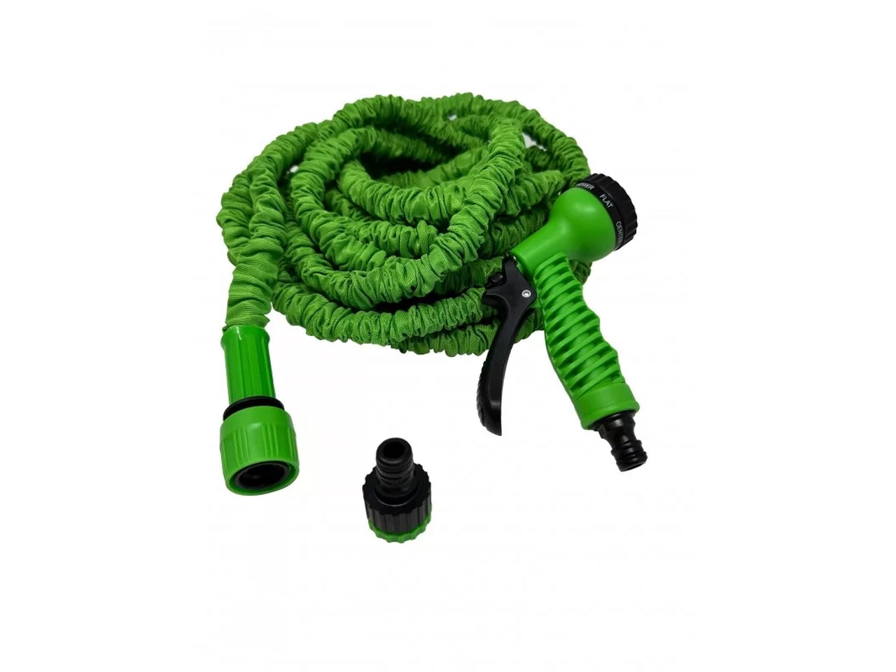 Tubo estensibile verde 7,5 m con accessori, include pistola multigetto, 2 raccordi a scatto, presa rubinetto - Effe Garden