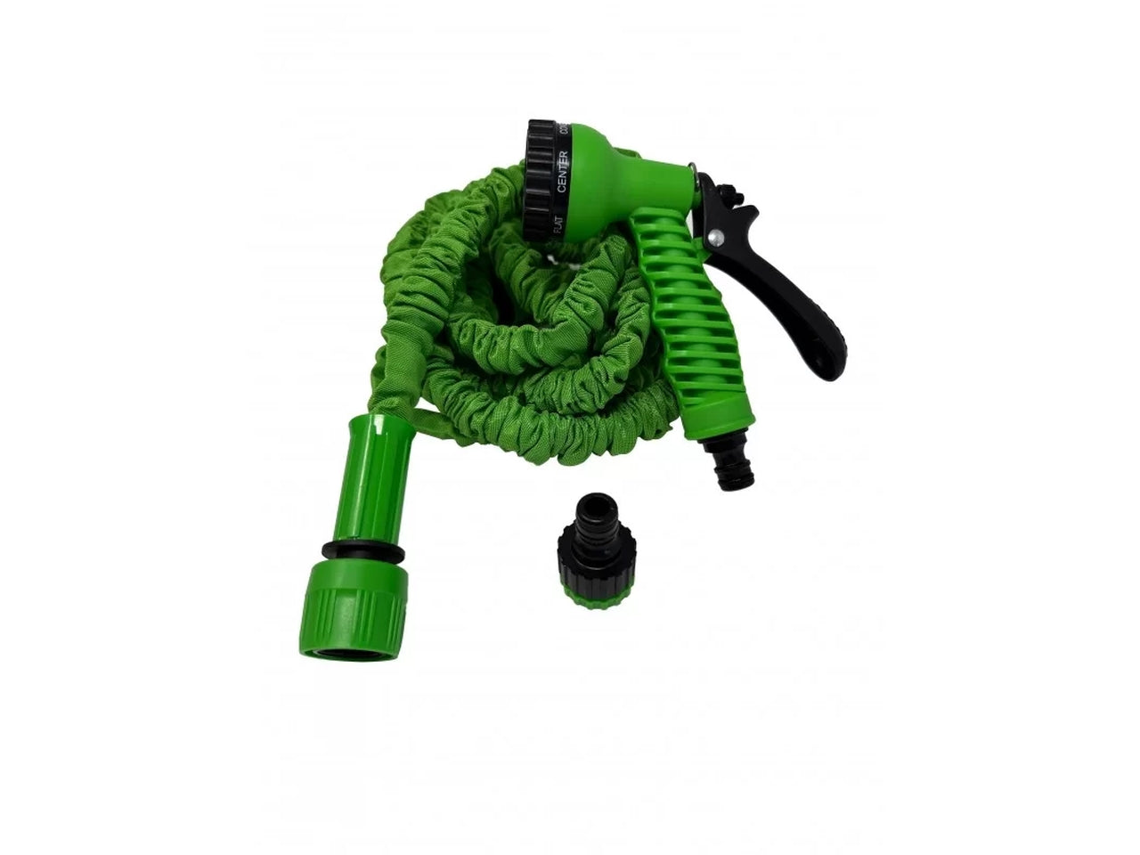 Tubo estensibile verde 7,5 m con accessori, include pistola multigetto, 2 raccordi a scatto, presa rubinetto - Effe Garden