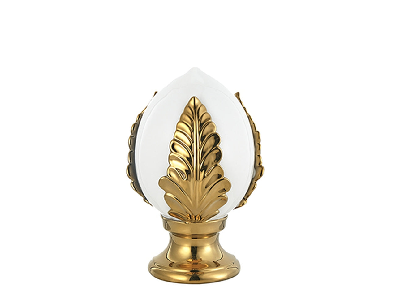 Pumo foglie oro bocciolo bianco con decorazione misura h.18cm in porcellana