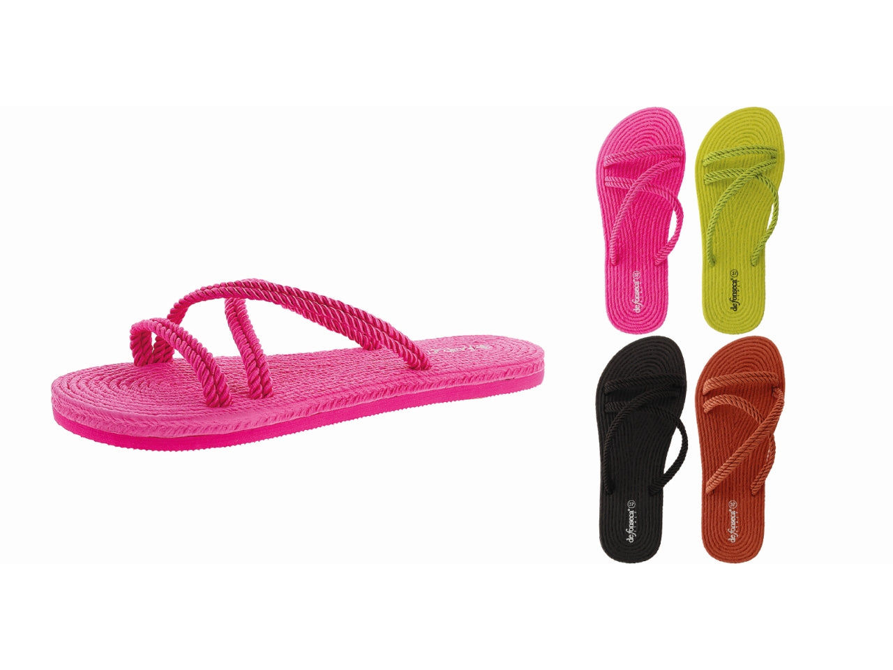Ciabatta a fascia in plastica eva e corda in colori assortiti taglia 36/41 - DeFonseca