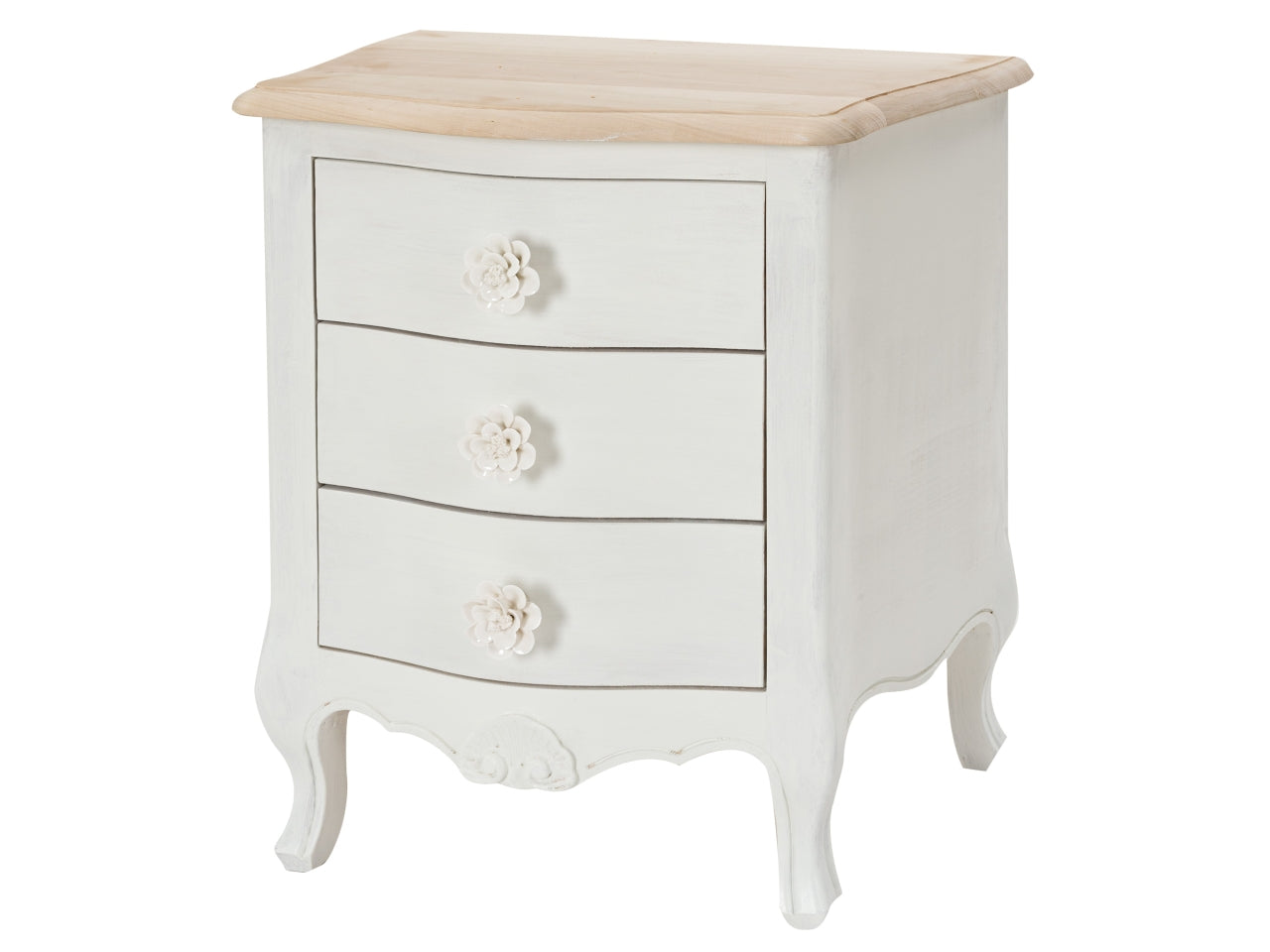 Comodino shell bianco con top natural 55x36x60cm