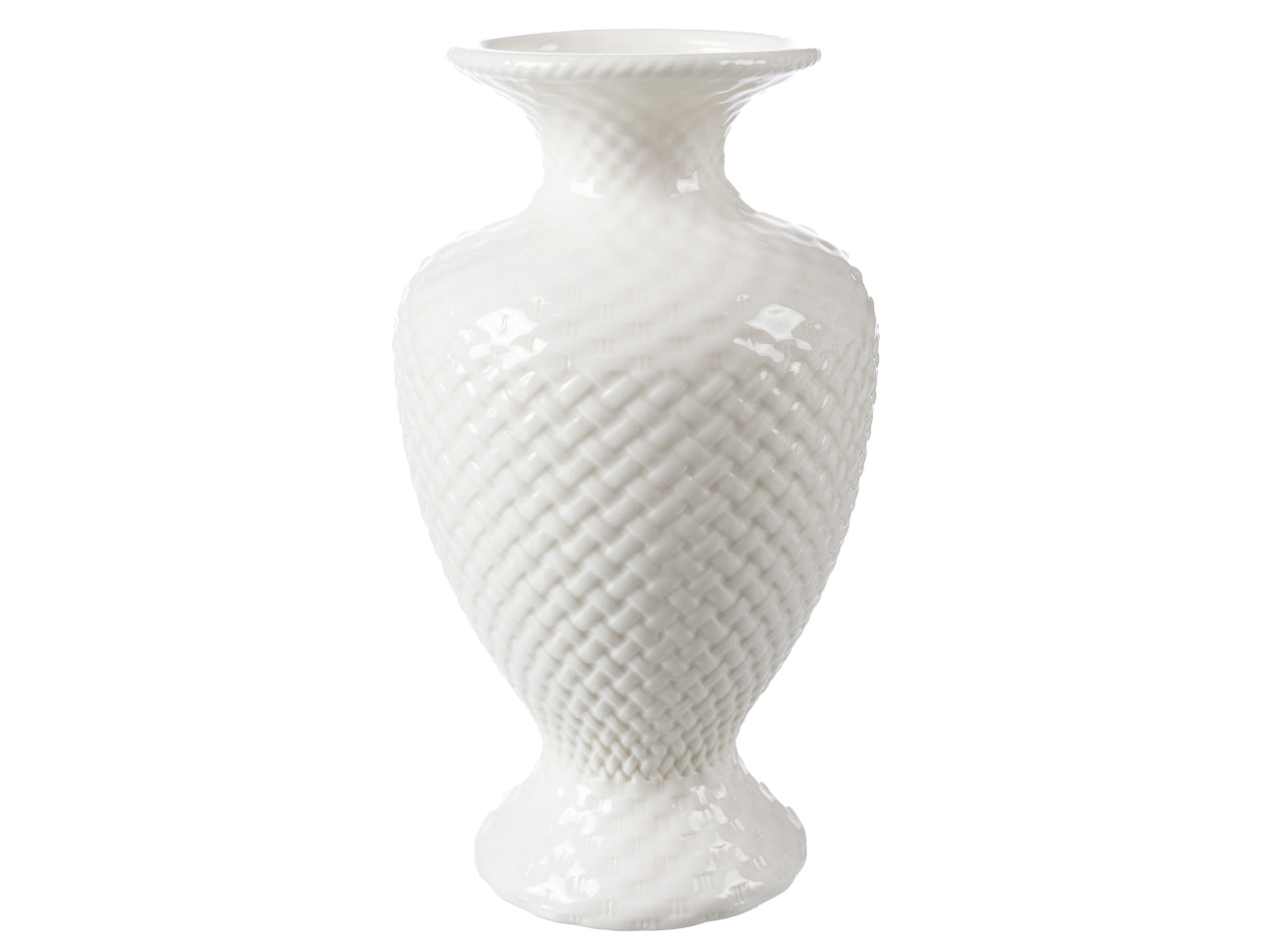 Vaso decorativo shabby chic in ceramica bianca forma anfora lavorazione a rilievo 10x17,6 cm - Coccole di Casa