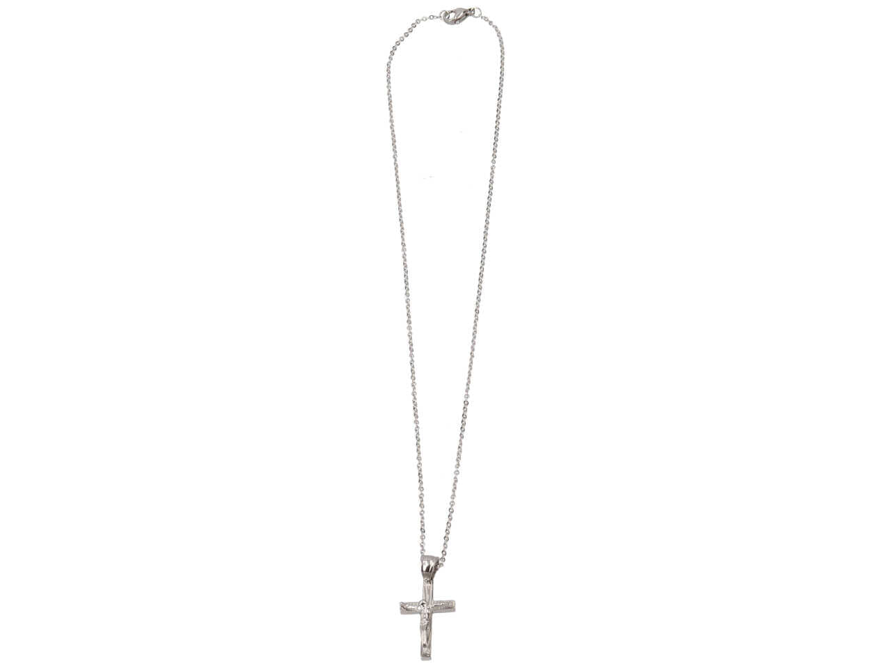 Collana in acciaio e croce rigata