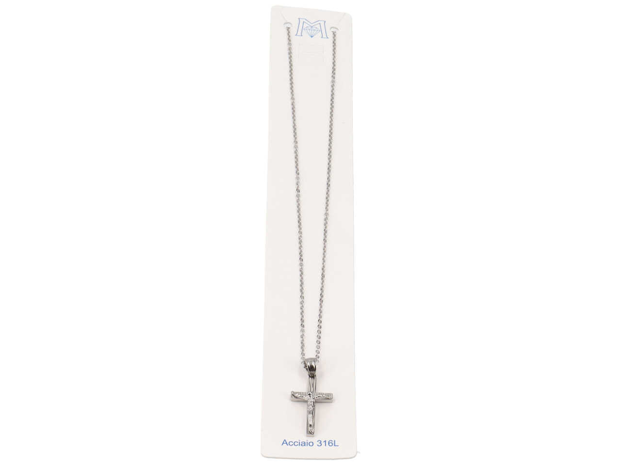 Collana in acciaio e croce rigata