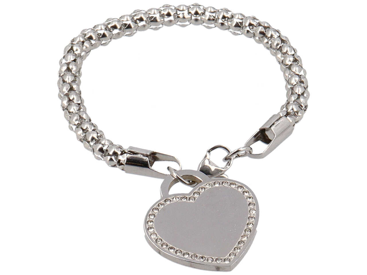 Bracciale con ciondolo a forma di cuore in acciaio
