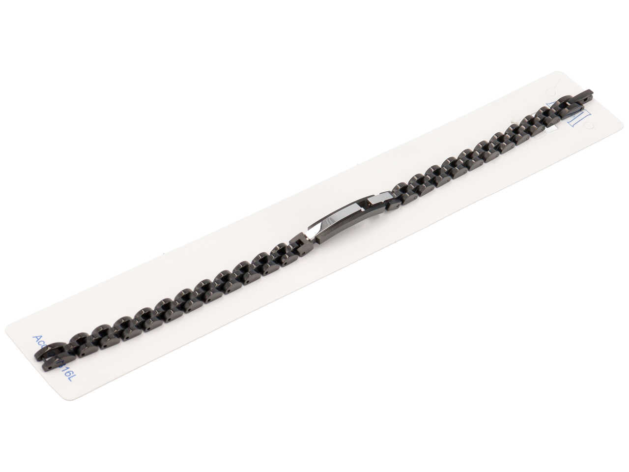 Bracciale in acciaio nero piastra argentata