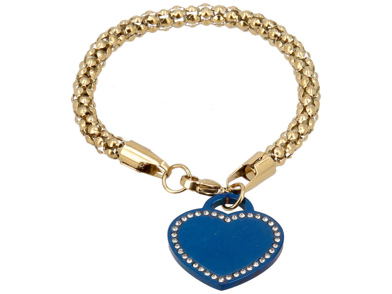 Bracciale con ciondolo a forma di cuore blu