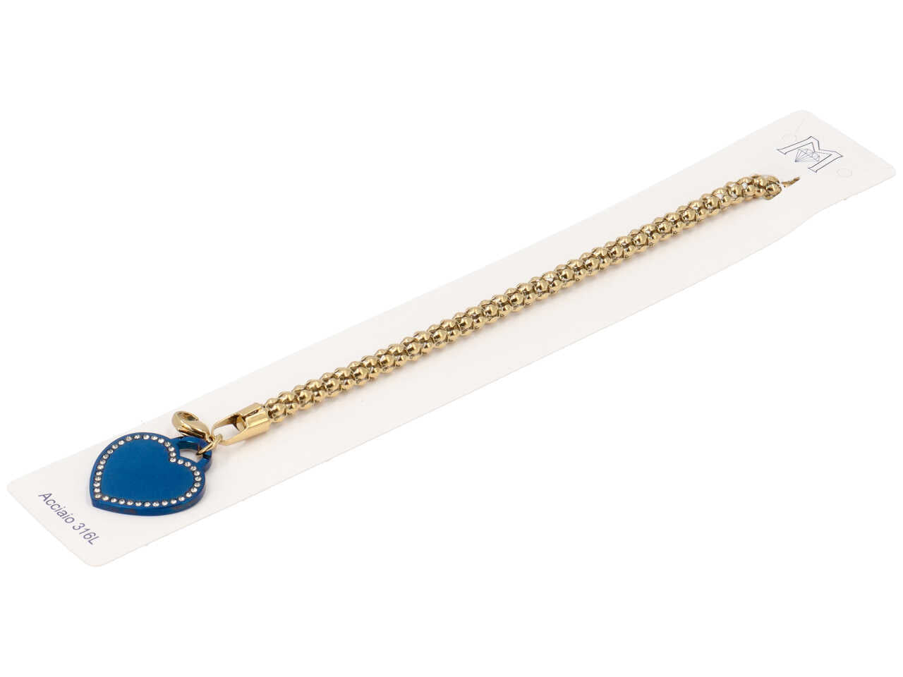 Bracciale con ciondolo a forma di cuore blu