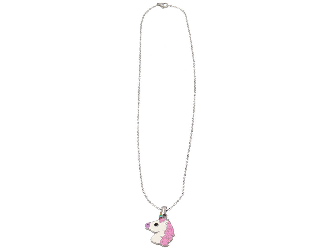 Collana con ciondolo a forma di testa unicorno smaltato
