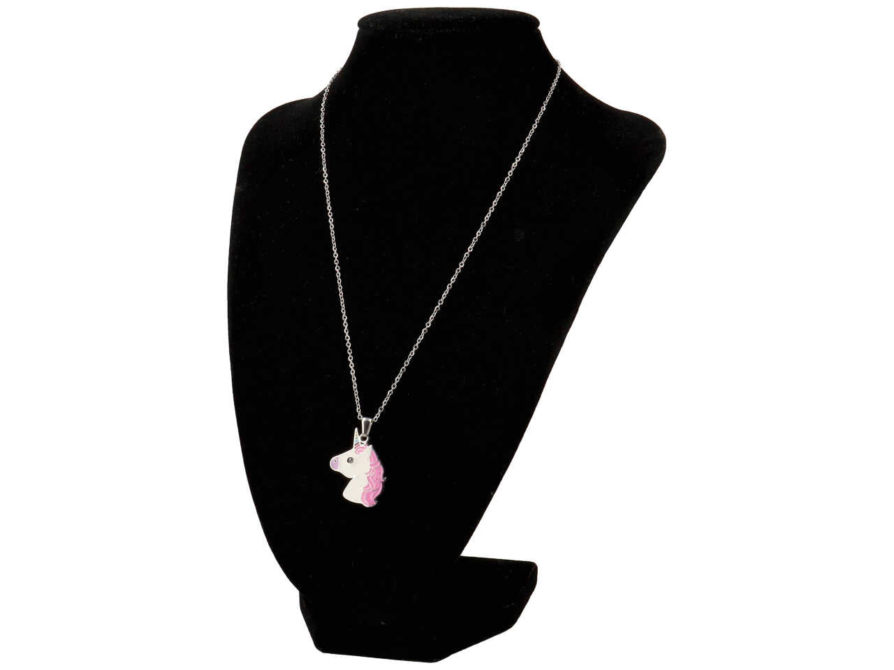 Collana con ciondolo a forma di testa unicorno smaltato