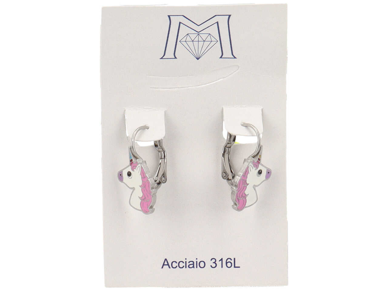 Orecchini a forma di testa di unicorno smaltati