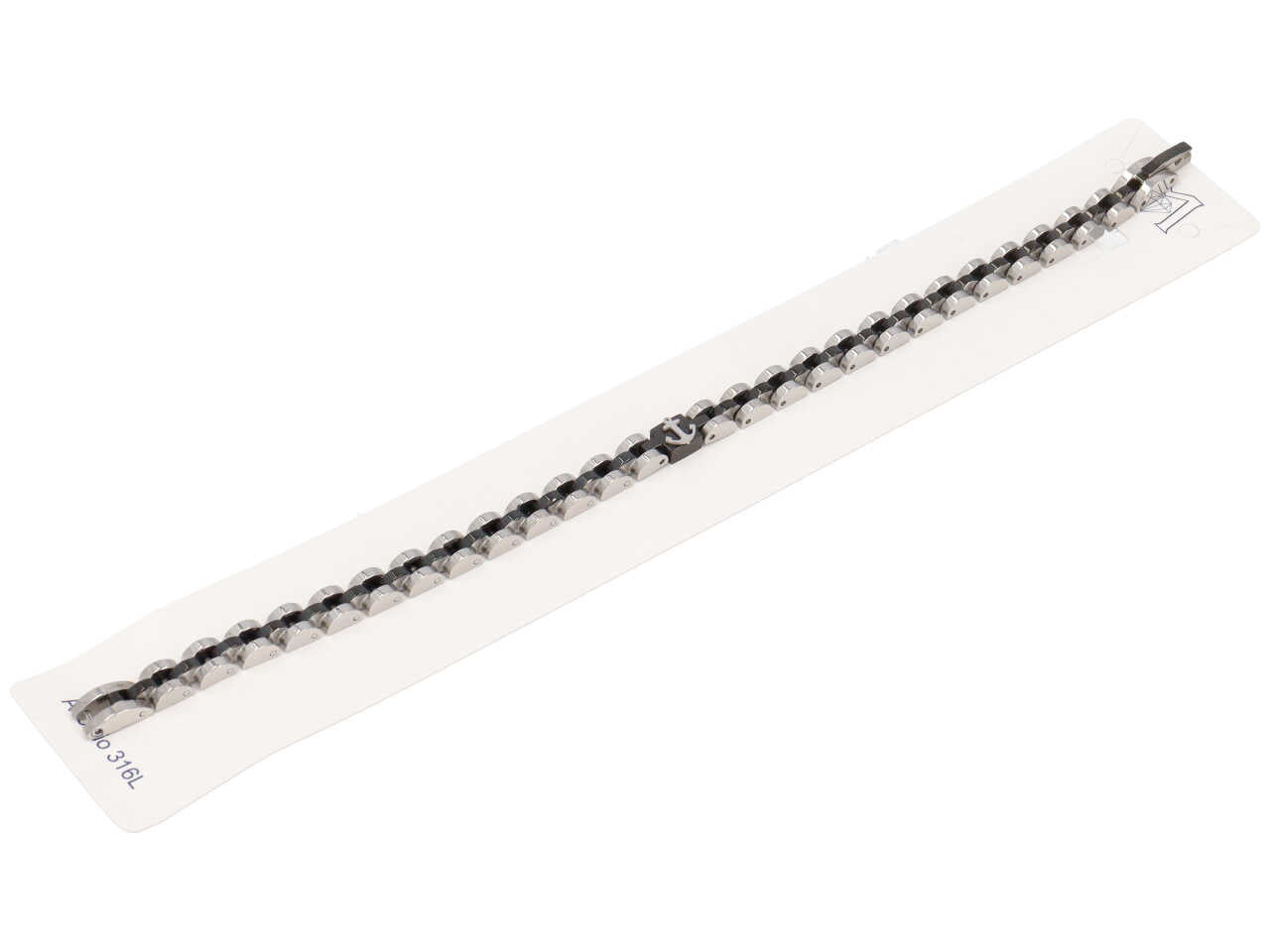 Bracciale acciaio e  nero ancora