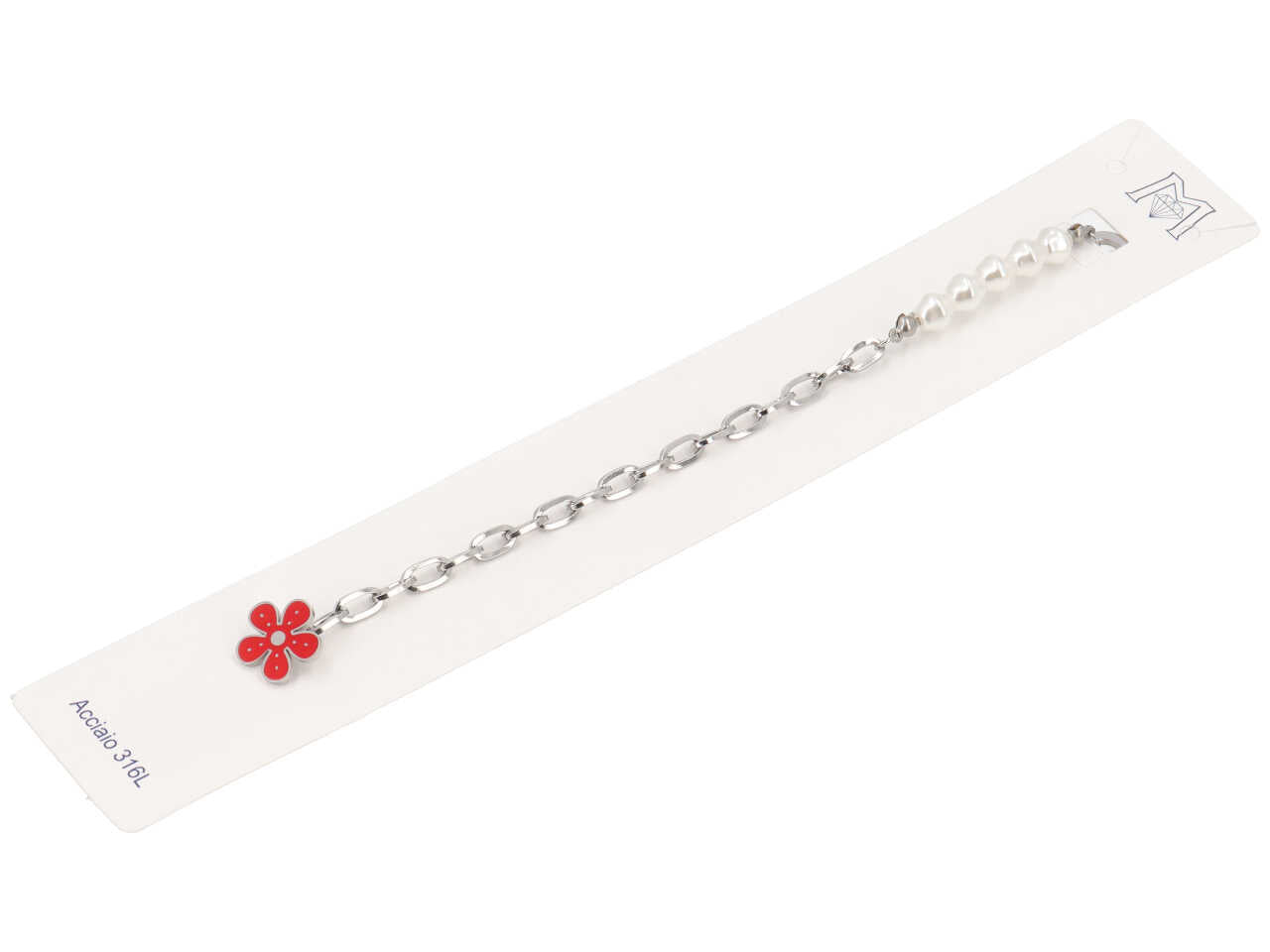 Bracciale donna fiore rosso