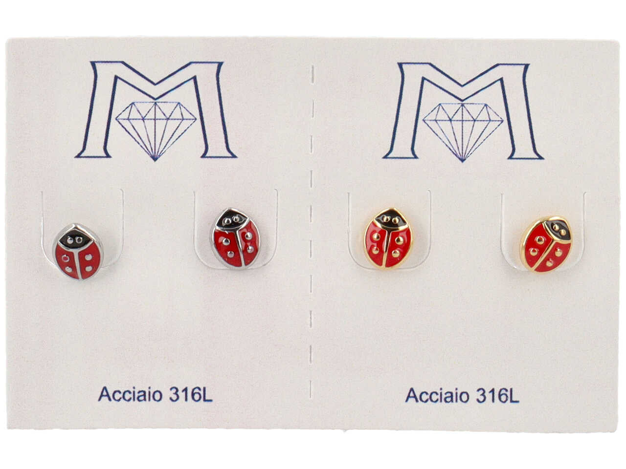 Orecchini coccinella silver e gold