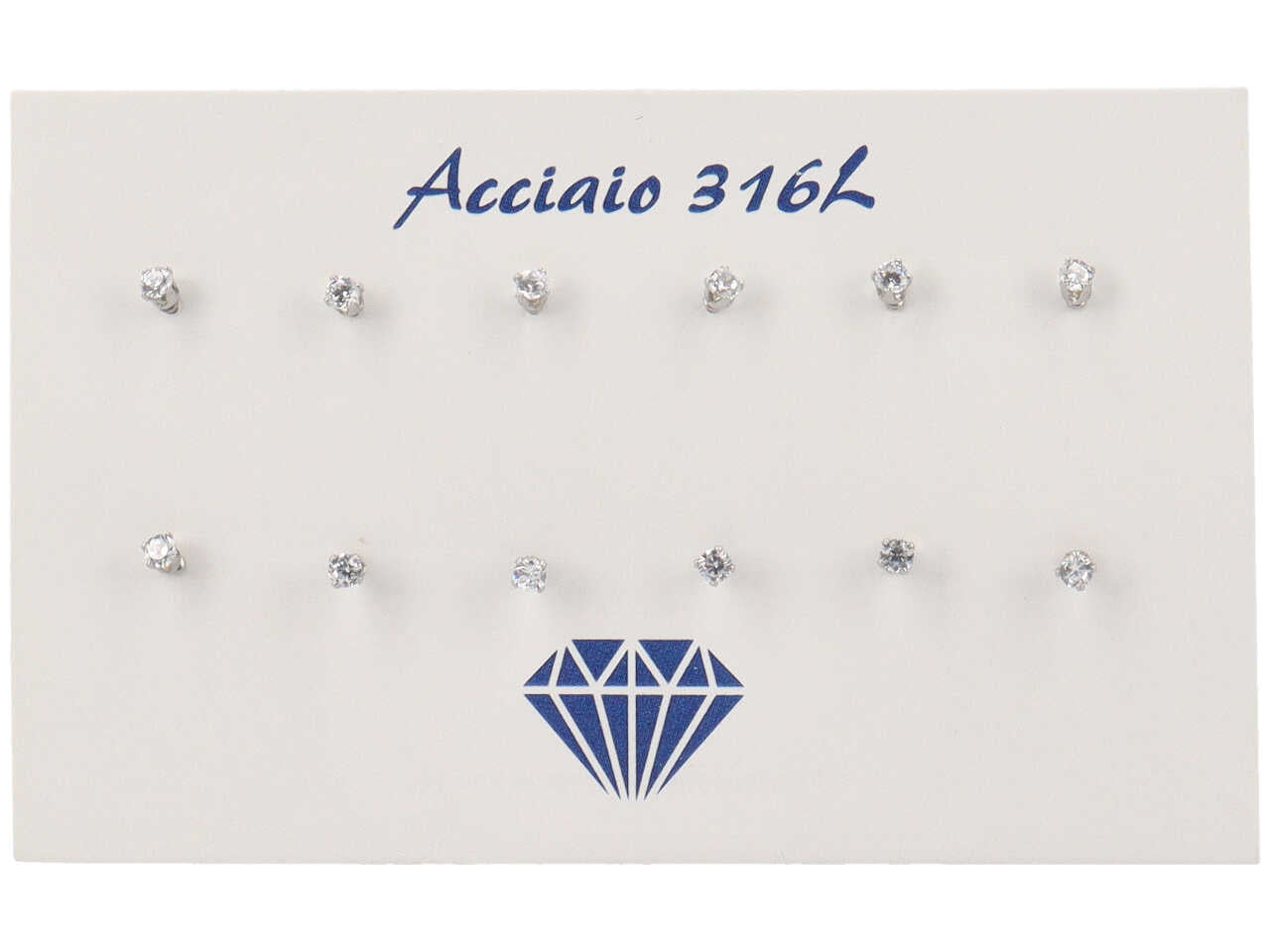 Orecchini  punto luce  tondo 4 punte 2mm 6paia