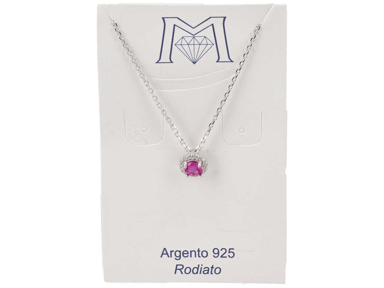 Collana pietra tonda fuxia