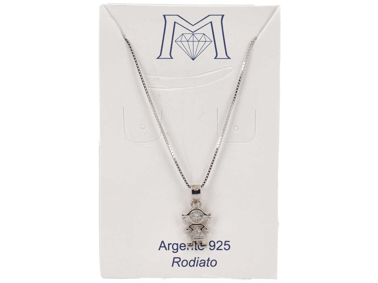 Pendente bimba zirconata con catena