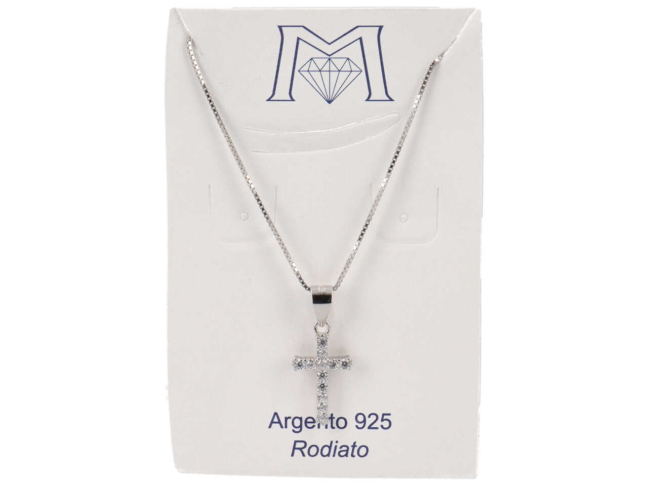 Collana con pendente croce zirconata