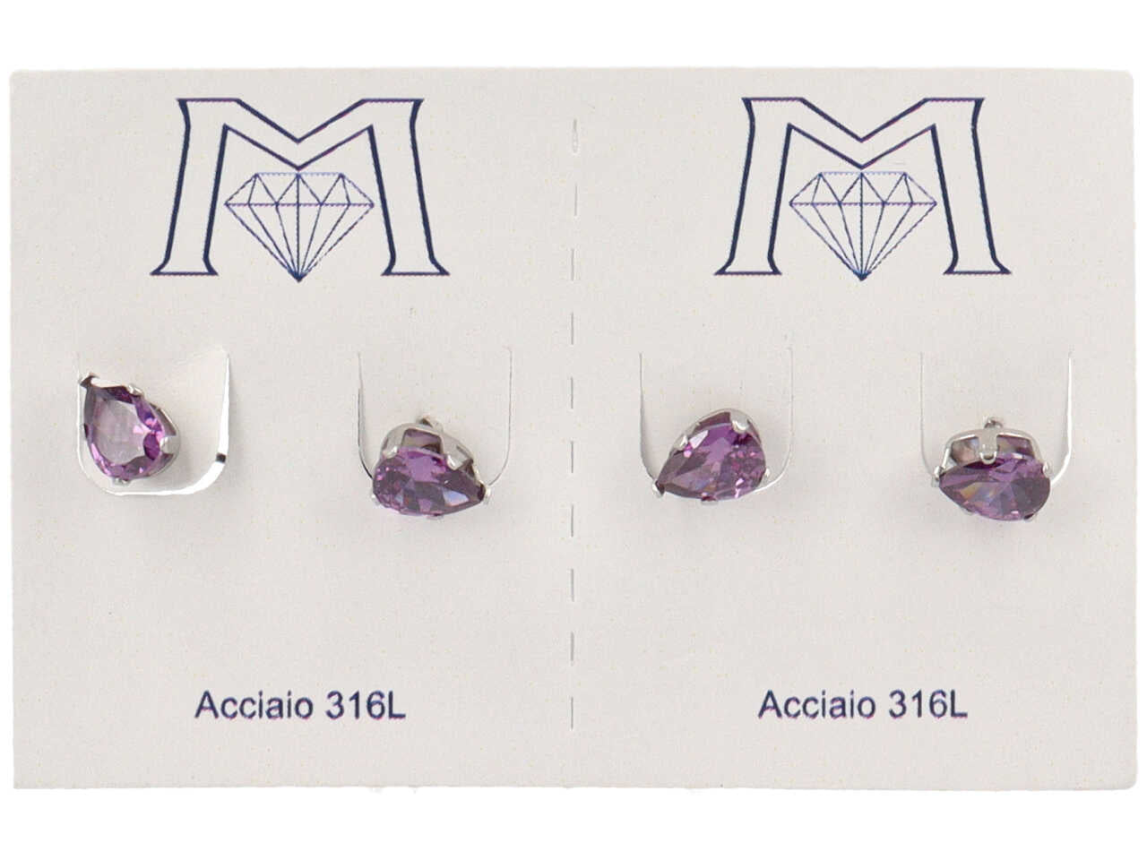Orecchini goccia viola confezione da 2 paia