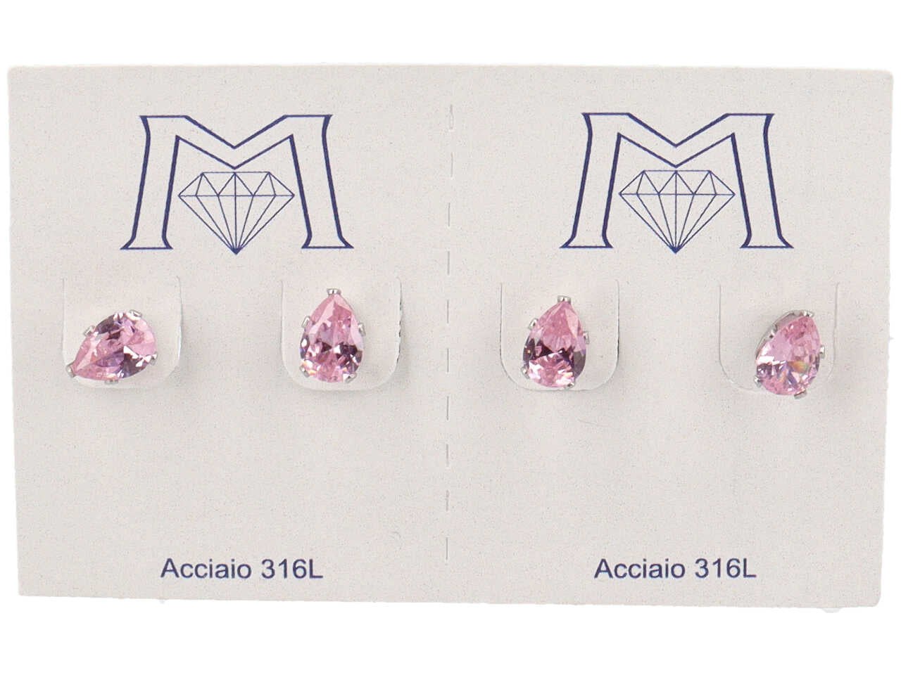 Orecchini goccia rosa confezione da 2 paia