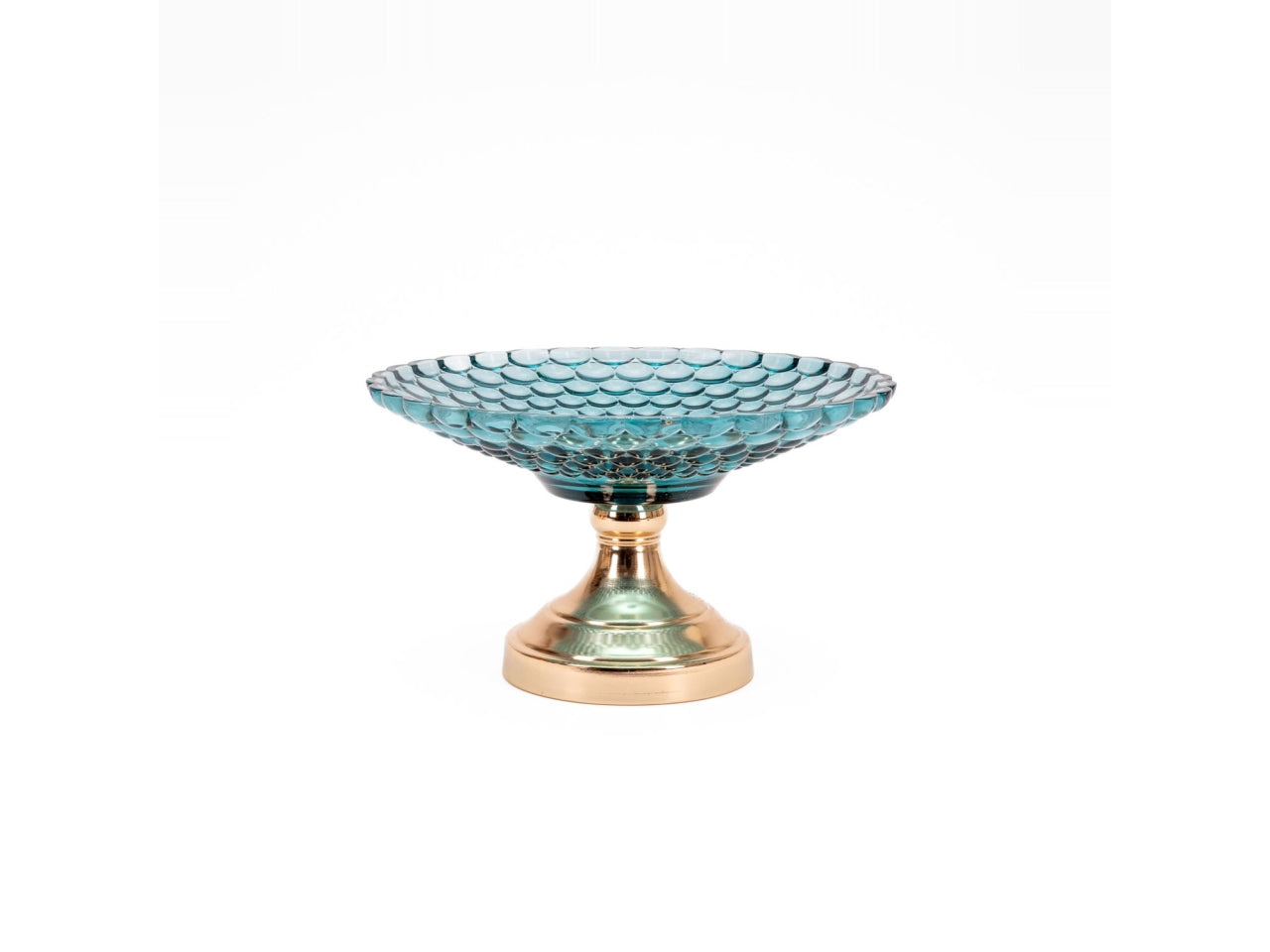 Alzata in vetro e metallo verde e dorato classico 14X26 cm - Silani