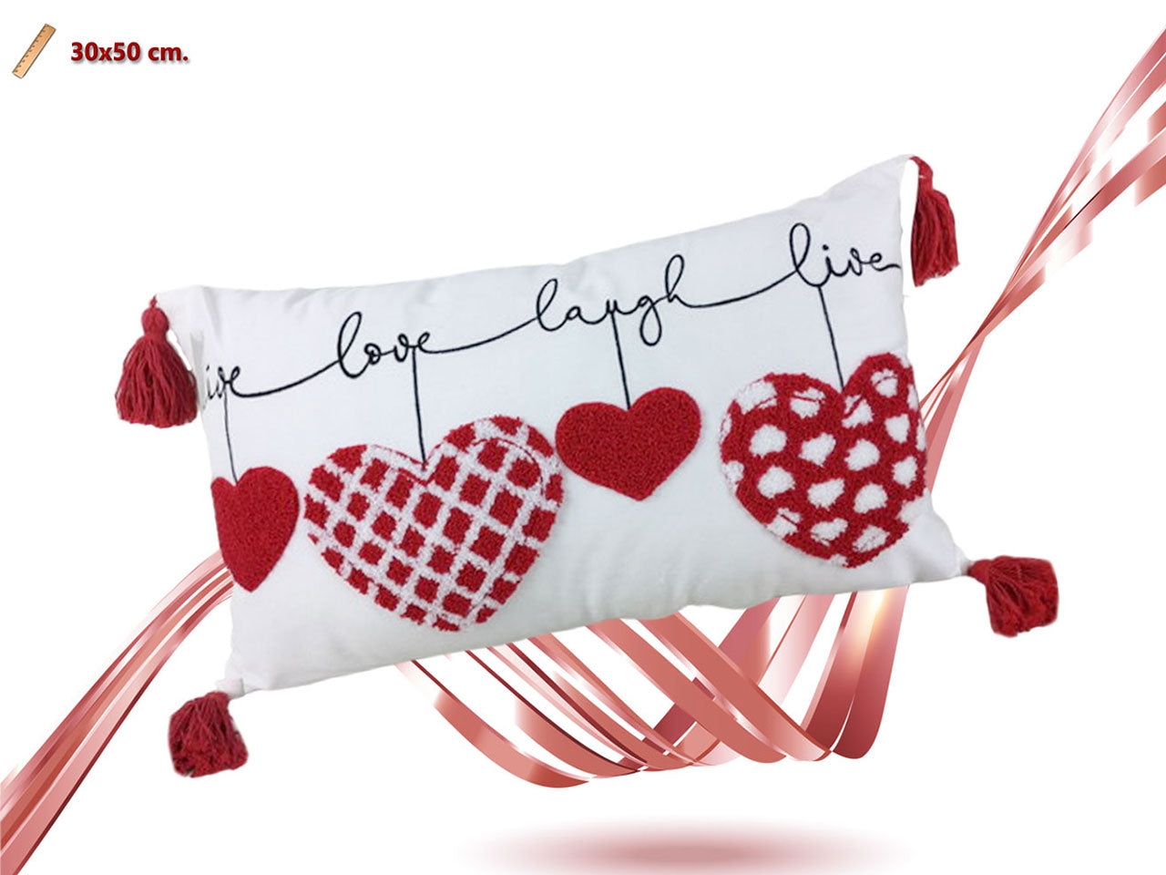 Cuscino rettangolare con ricamo 30x50cm