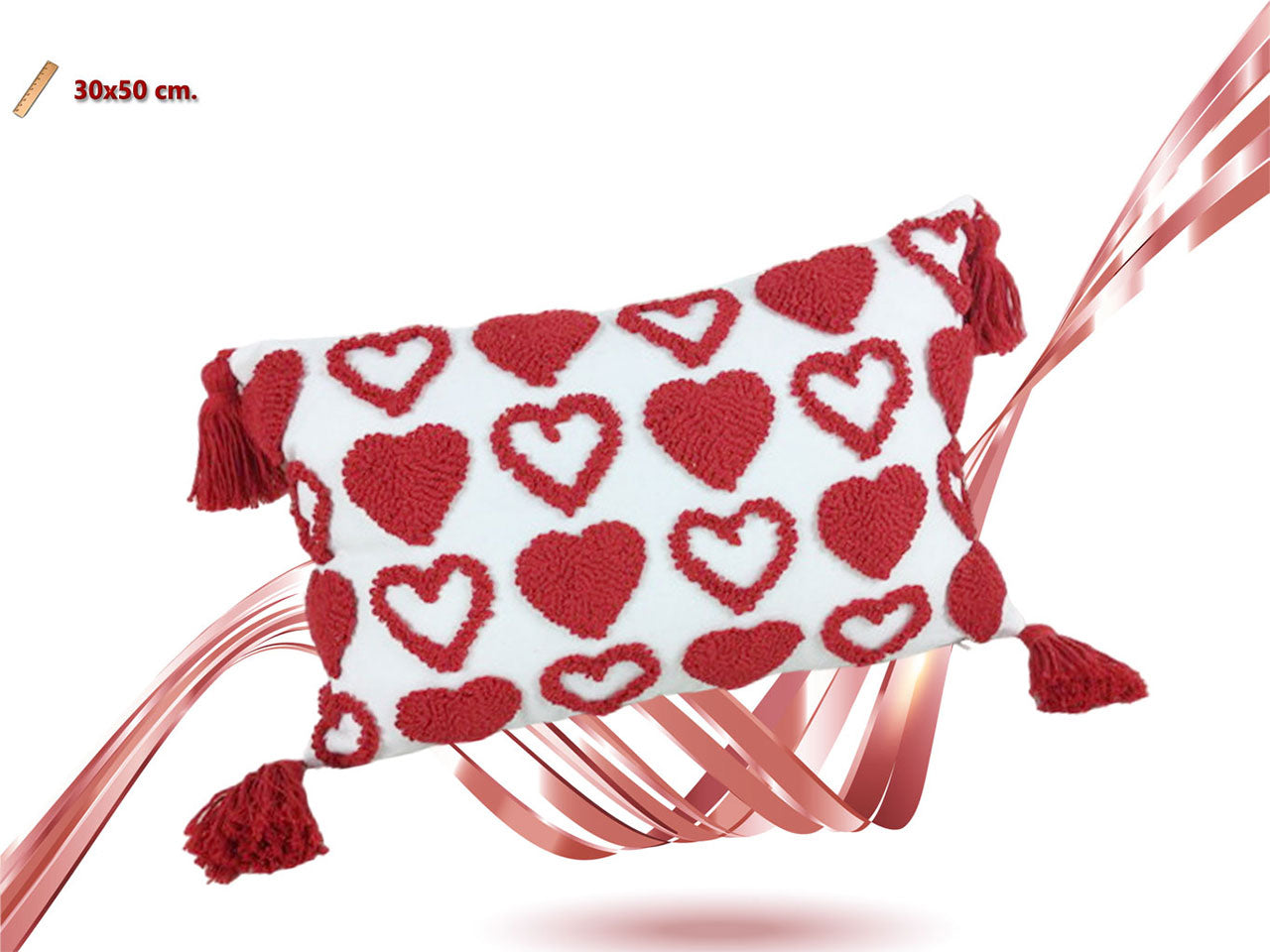 Cuscino rettangolare con ricamo 30x50cm