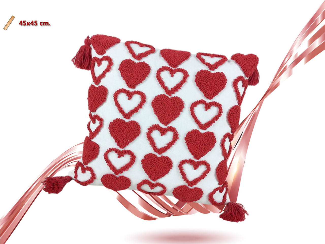 Cuscino quadrato con ricamo 45x45cm