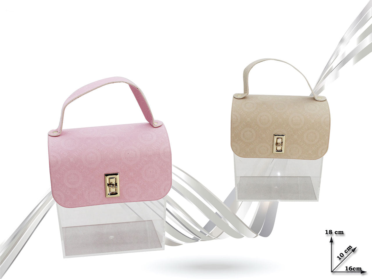 Borsa plastica e velluto 16x10x18cm assortite