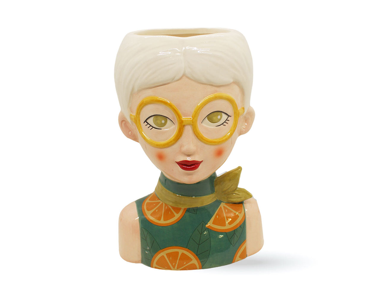 Statua in ceramica portapianta colorata 16x14x24cm