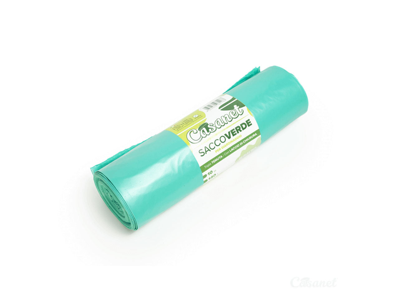 Sacco pattumiera verde per giardino 90x120cm rotolo da 10 pezzi