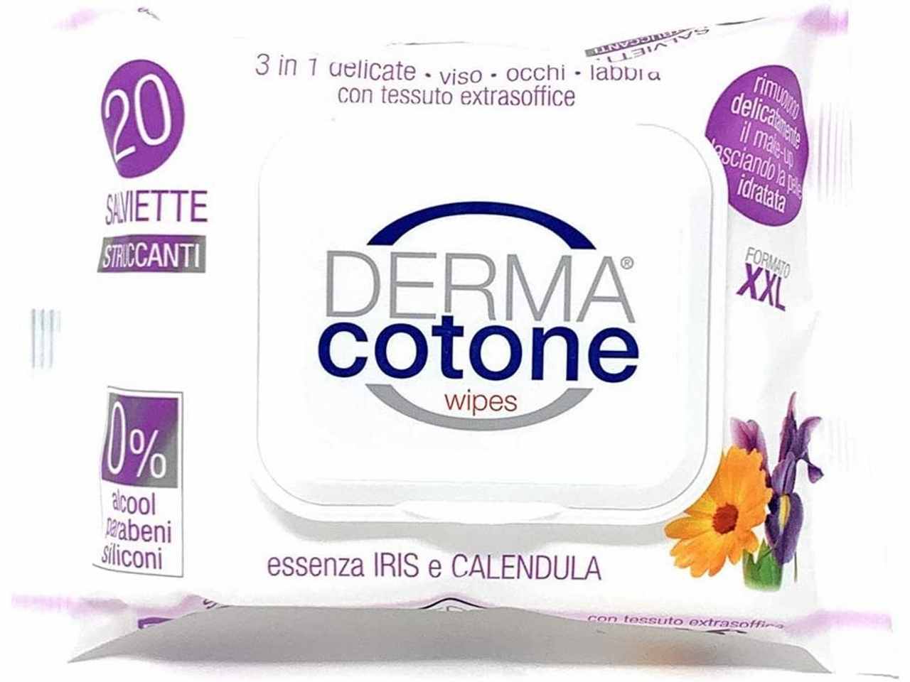 Salviettine dermacotone 20 pezzi struccanti