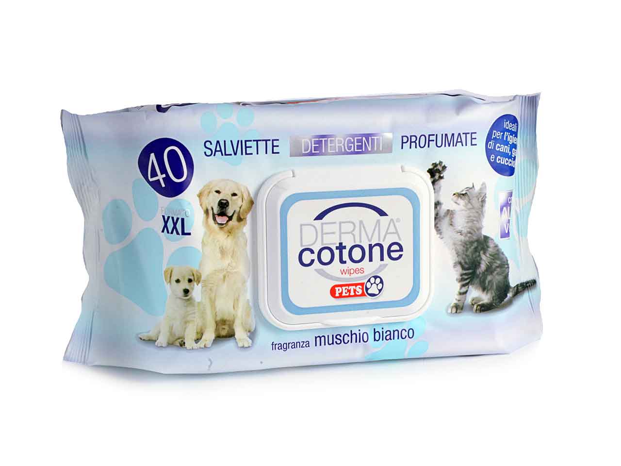 Salviettine pets 40 pezzi 20x30 muschio b.+aloe