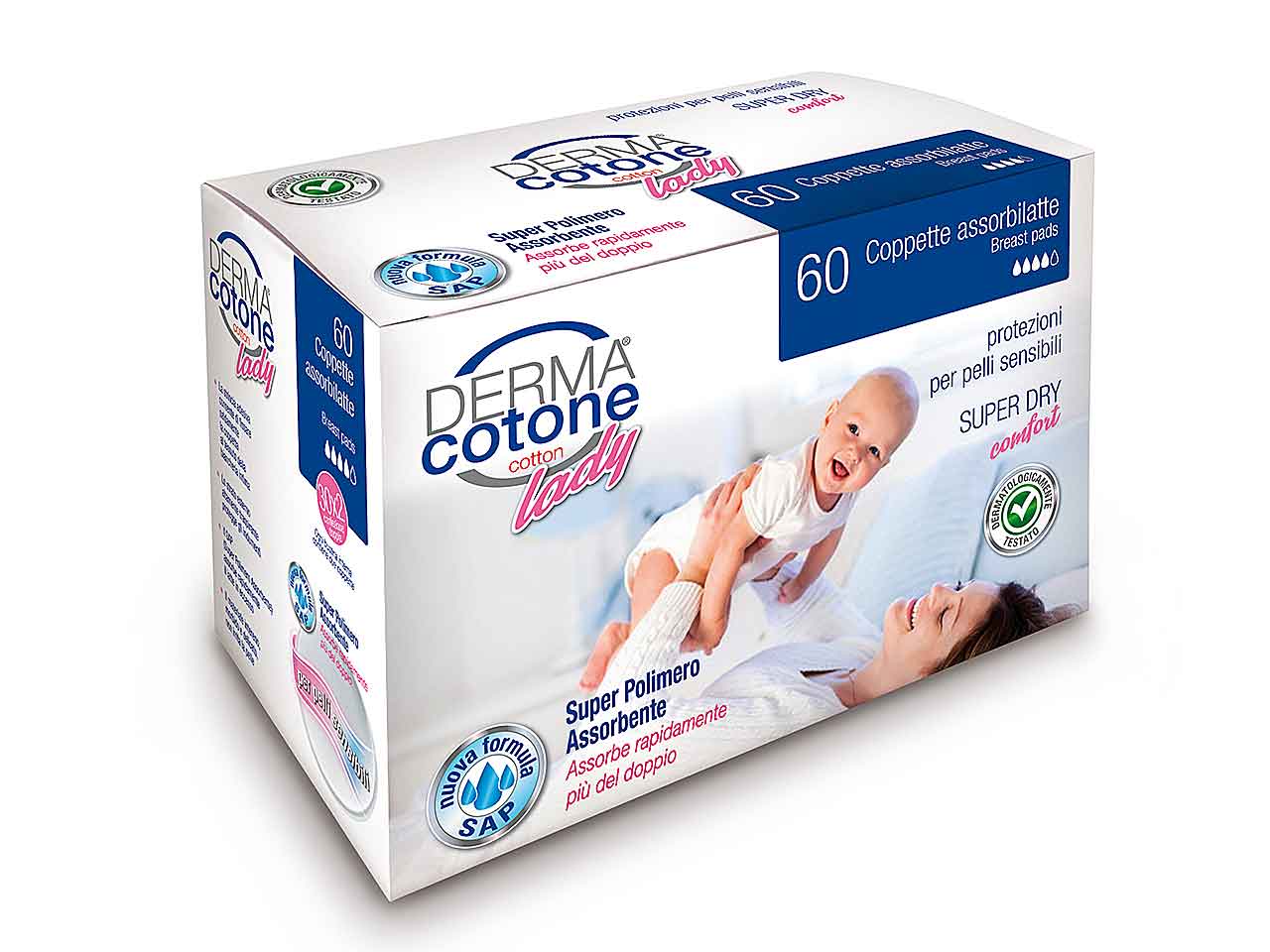 Coppette assorbilatte dermacotone 60 pezzi