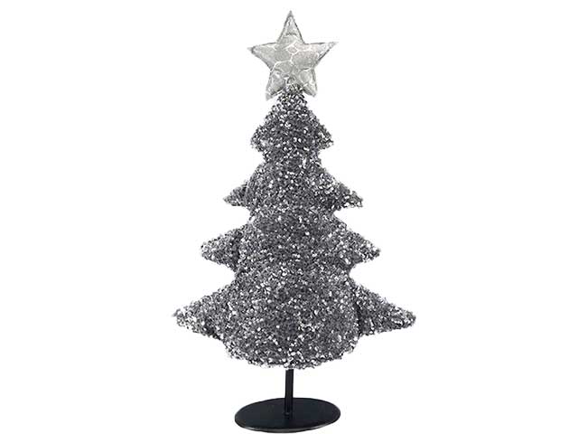 Alberello di natale senza luci paillettes argento 64cm