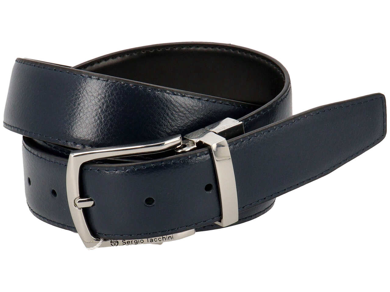 Cintura da uomo in pelle reversibile nera e blu, altezza 3,5 cm in taglie assortite dalla 115 alla 130 - Sergio Tacchini