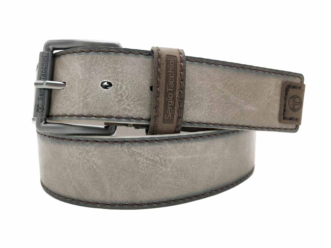 Cintura foderata in pelle colore grigio