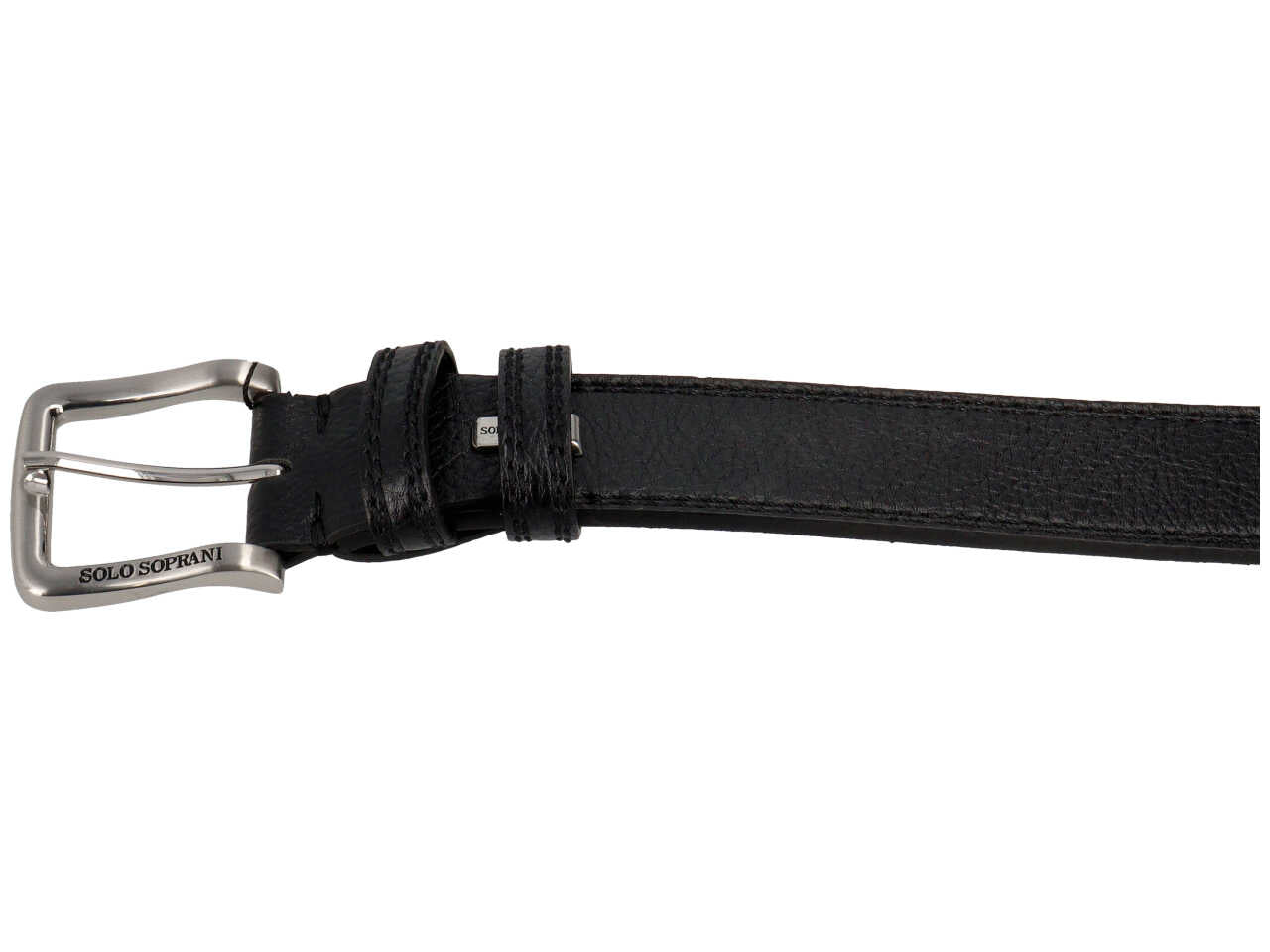 Cintura da uomo nero in similpelle martellata, larghezza 4 cm, taglie assortite dalla 115 alla 130 cm - Solo Soprani