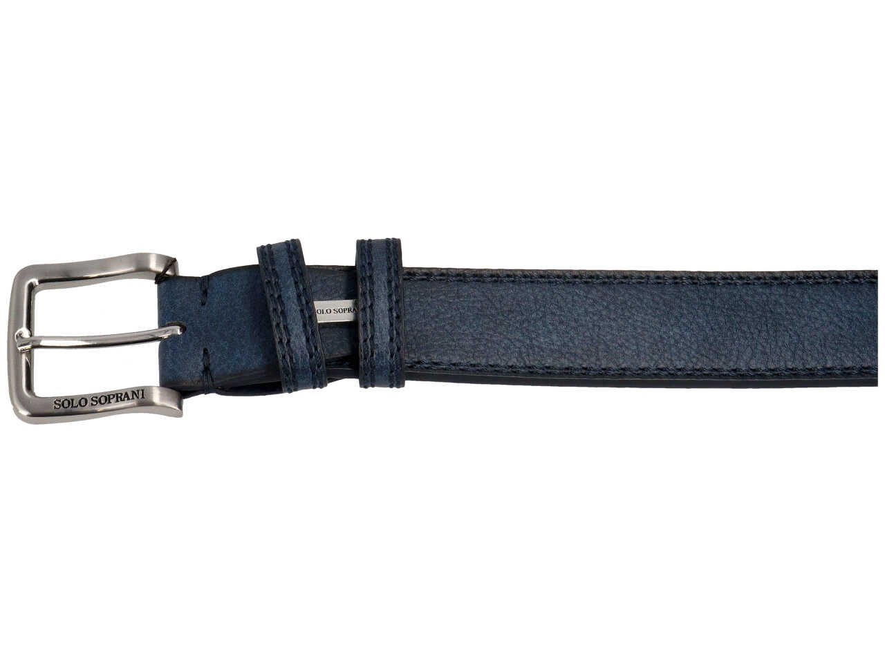 Cintura da uomo blu in similpelle martellata, larghezza 4 cm, taglie assortite dalla 115 alla 130 cm - Solo Soprani